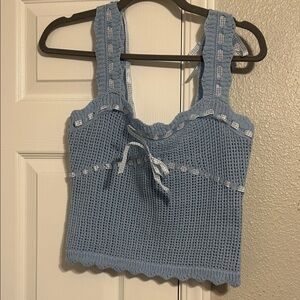 Lush Blue Knit Crop Top